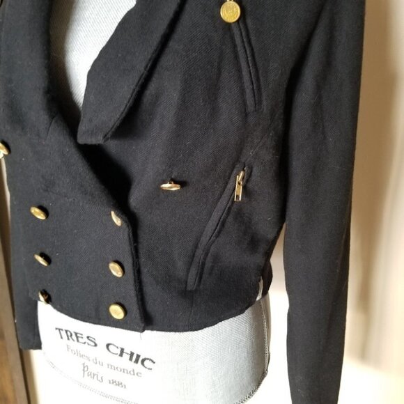 One Teaspoon Cadet Blazer Cropped  Black with Gold buttons Medium - Picture 2 of 15